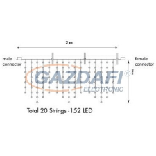 Tronix 007-058 PS230 Jégcsap fényfüggöny, 2x0,8m, fehér vezetékkel, 3000K, WW világítás