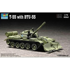 TRUMPETER 1/72 T-55 tank modell BTU-55 buldózer adapterrel makett