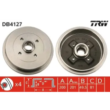 TRW fékdob DB4127 autóalkatrész