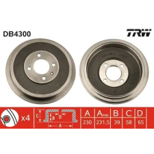 TRW fékdob DB4300 autóalkatrész