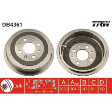 TRW fékdob DB4361 autóalkatrész