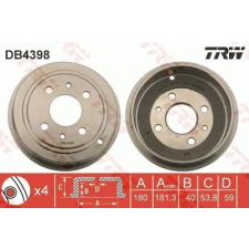 TRW fékdob DB4398 autóalkatrész