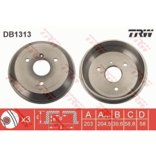 TRW Fékdob TRW DB1313 fékdob