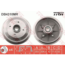 TRW Fékdob TRW DB4310MR fékdob