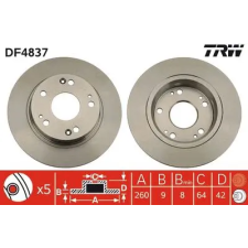 TRW féktárcsa DF4837 autóalkatrész