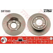 TRW Féktárcsa TRW DF1593 féktárcsa