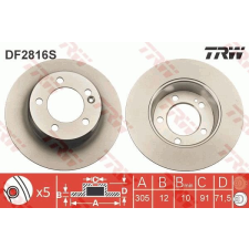 TRW Féktárcsa TRW DF2816S féktárcsa