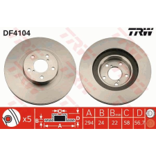 TRW Féktárcsa TRW DF4104 féktárcsa