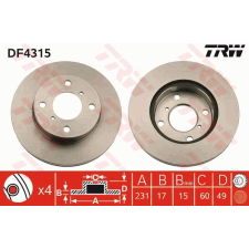 TRW Féktárcsa TRW DF4315 féktárcsa