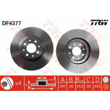 TRW Féktárcsa TRW DF4377 féktárcsa