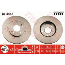TRW Féktárcsa TRW DF4443 féktárcsa