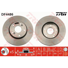 TRW Féktárcsa TRW DF4486 féktárcsa