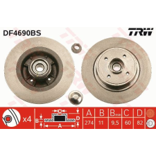 TRW Féktárcsa TRW DF4690BS féktárcsa
