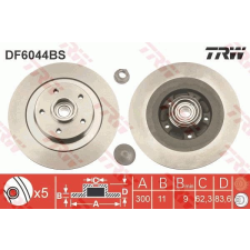 TRW Féktárcsa TRW DF6044BS féktárcsa