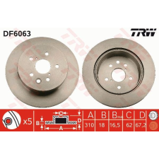 TRW Féktárcsa TRW DF6063 féktárcsa
