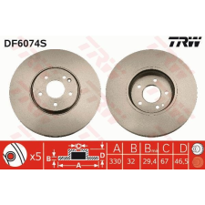 TRW Féktárcsa TRW DF6074S féktárcsa