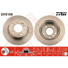 TRW Féktárcsa TRW DF6106 féktárcsa