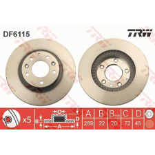 TRW Féktárcsa TRW DF6115 féktárcsa