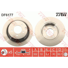 TRW Féktárcsa TRW DF6177 féktárcsa