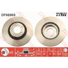 TRW Féktárcsa TRW DF6696S féktárcsa