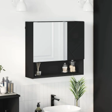  Tükörszekrény polcokkal ajtóval Fekete 59 x 17 x 55 cm Faanyag bútor