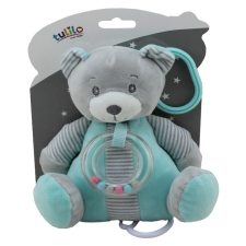 Tulilo Zenélő Teddy Mackó plüssfigura 18 cm - Szürke/Kék (9110) plüssfigura