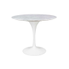 TULIP MARBLE 90 CARRARA fehér asztal - kerek márványlap, fém