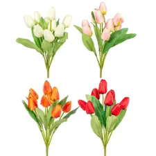  Tulipán csokor 9v. M44cm 24db/# dekorációs kellék