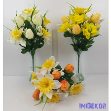  Tulipán-Nárcisz tavaszi selyemvirág csokor - Sárga dekorációs kellék