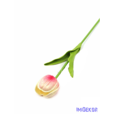  Tulipán szálas real touch 33cm - Krém-Rózsaszín dekoráció