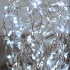  Tündérfény dekorfüzér, hideg fehér, 50 LED, 5 méter, réz kábel karácsonyfa izzósor