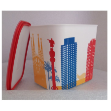 Tupperware Mindennapi szögletes/Tároló 2,1 liter Városmintás - Tupperware papírárú, csomagoló és tárolóeszköz