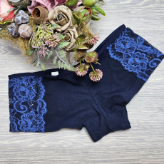 Turbó Csipkés szélű női short-francia alsó M, Kék