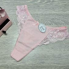 Turbó Magas állású pamut tanga csipke betéttel XL, Rózsaszín női alsó