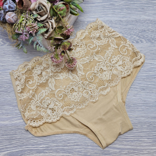 Turbó Magas derekú női alsó széles csipke díszítéssel 2XL, Drapp női alsó