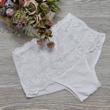 Turbó Magas derekú női alsó széles csipke díszítéssel L, Fehér női alsó