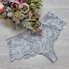 Turbó Széles oldalú csipkés tanga XL, Világos szürke női alsó