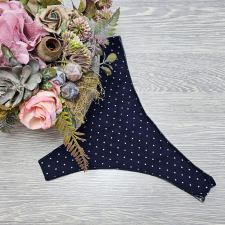 Turbó Varrat nélküli TANGA KÉK-PÖTTYÖS mintás L női alsó