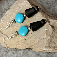  Türkinit és bambusz fülbevaló egyedi és merész fülbevaló