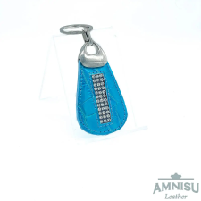  Türkizkék lakk krokkómintás csepp alakú swarovski köves bőr kulcstartó H6020 kulcstartó