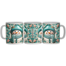 Türkizkék Porcelán Hóember - 3D Mintás Bögre bögrék, csészék