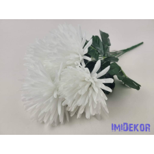  Tűszirmú krizantém 5 ágú selyem csokor 45cm - Fehér dekorációs kellék