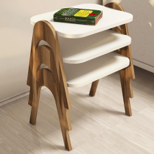 TUTI AG Dohányzóasztal (3 részes) Paris - Walnut, Cream bútor