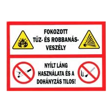 Tűz-és robbanásveszély matrica 30 x 21 cm matrica