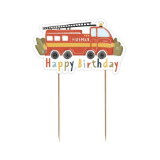 Tűzoltó Happy Birthday Fireman torta dekoráció 13 cm party kellék