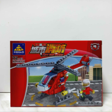 Tűzoltó helikopter+ figura, tűzoltó építő játék, 72db-os, 4 építkezés