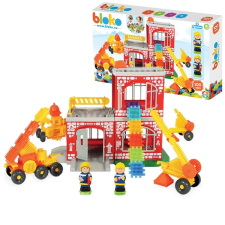 Tűzoltóállomás építőkockák Mochtoys 100 darabos készlet + 2 figura barkácsolás, építés