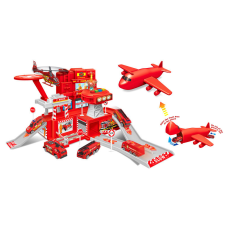  Tűzoltóállomás zenélő, világító világítótoronnyal autópálya és játékautó