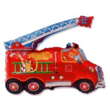 Tűzoltóautó Fire Car, Tűzoltóautó fólia lufi 36 cm party kellék