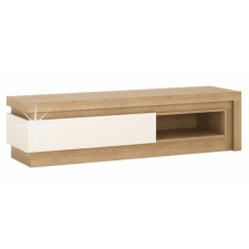  TV asztal 02, riviéra tölgy/fehér extra magasfényű, LEONARDO bútor